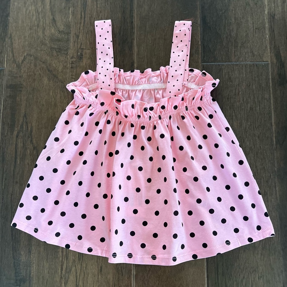 NWT Zara Girls Pink Cotton Retro Polka Dots Top Size 9 10 - Picture 9 of 11